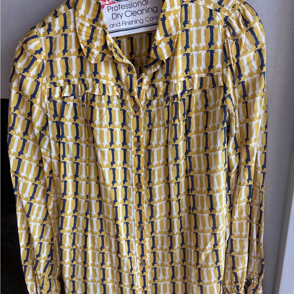 Maeve Yellow and Blue Patterned Blouse